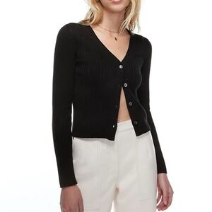 Aritzia Wilfred Manila Cardigan Merino Wool V-neck Cardigan Black